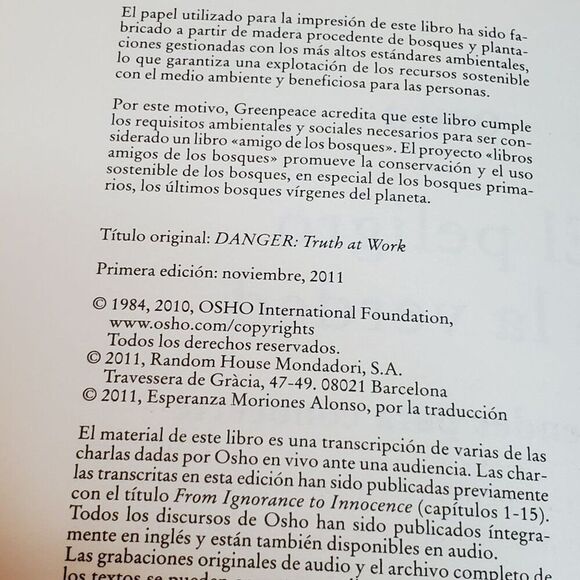 OSHO El peligro de la Verdad Softcover GUC - Picture 5 of 6